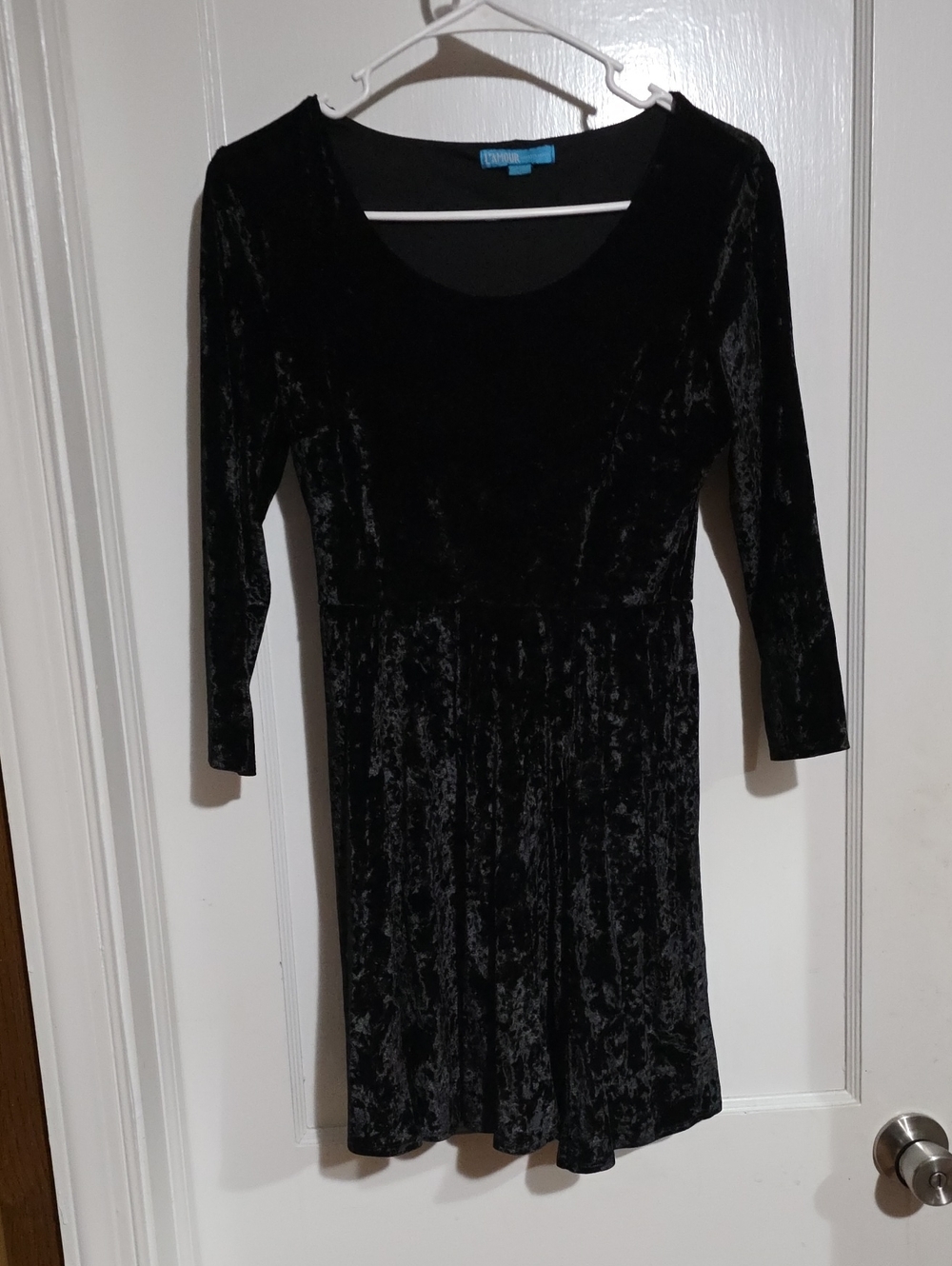 Nanette Lepore Black Velvet Long Sleeve Scoop Dress